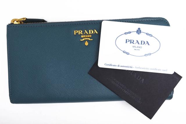 ○プラダ PRADA サフィアーノ 牛革 長財布 1M1183 SAFIANO ゴールドロゴ 小銭入れあり ユニセックス 男女兼用 L字ファスナー メン 中古_7