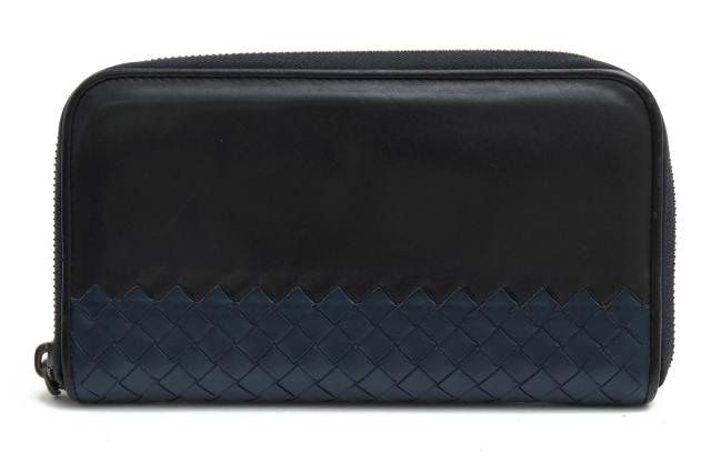 ○ボッテガヴェネタ BOTTEGA VENETA 牛革 カーフ 長財布 S01076672Y バイカラー メッシュ・イントレチャート 小銭入れあり ラウン 中古_1