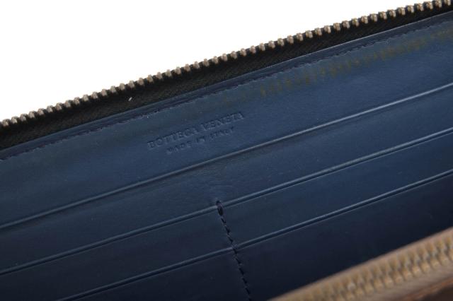 ○ボッテガヴェネタ BOTTEGA VENETA 牛革 カーフ 長財布 S01076672Y バイカラー メッシュ・イントレチャート 小銭入れあり ラウン 中古_5