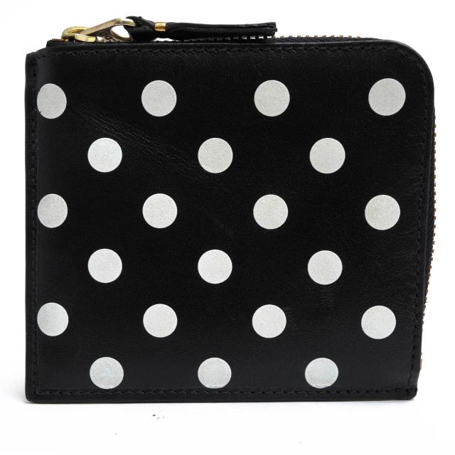○コムデギャルソン COMME des GARCONS 牛革 財布 SA3100PD DOTS PRINTED LINE ポルカドット プリント ユニセックス 男女兼用 二つ 中古