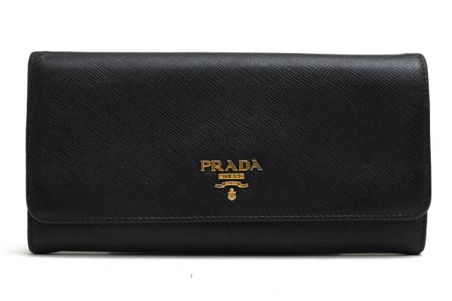 ○プラダ PRADA サフィアーノ 牛革 長財布 1M1132 Saffiano Leather Long Continental Wallet コンチネンタルウォレット 小銭入れ  中古