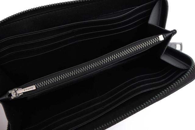 ○コーチ COACH スポーツカーフレザー 牛革 長財布 58102 Accordion wallet 小銭入れあり シボ革 シュリンクレザー ラウンドジップ 中古_4