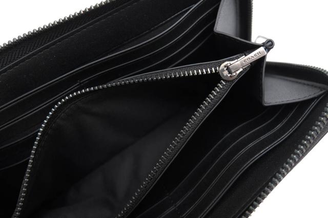 ○コーチ COACH スポーツカーフレザー 牛革 長財布 58102 Accordion wallet 小銭入れあり シボ革 シュリンクレザー ラウンドジップ 中古_6