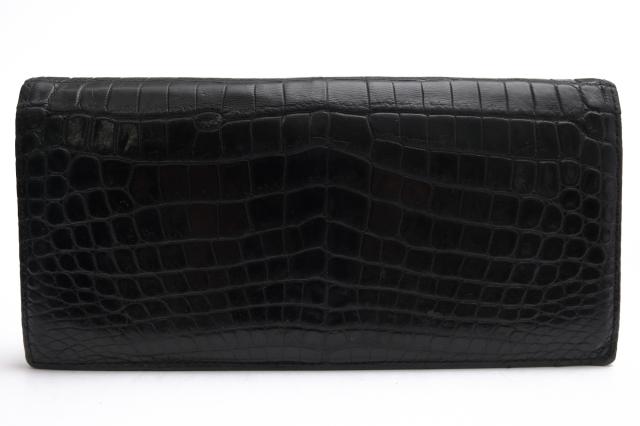 ○キプリス CYPRIS ナイルクロコダイル 長財布 104201 Mat Crocodile マットクロコダイル 通しマチ長財布 札入れ 小銭入れなし 札 中古