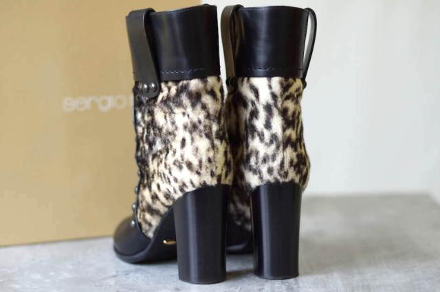 美品】セルジオロッシ レオパード ブーツ ショートブーツ スタッズ