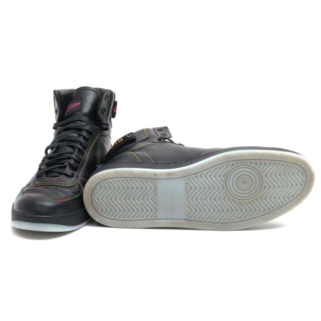 ○ヴィトン Louis Vuitton Virgil Abloh ヴァージルアブロー カーフ 牛革 ハイカットスニーカー Rivoli リヴォリ レインボーステッ 中古 ○ヴィトン Louis Vuitton Virgil Abloh ヴァージルアブロー カーフ