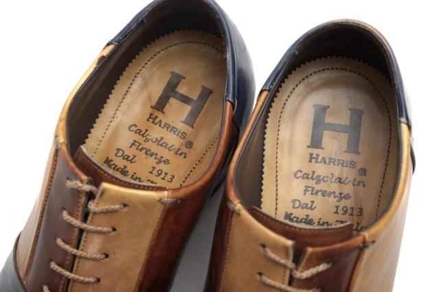 ○ハリス HARRIS 100周年ひな型 子ウシ 牛皮 商行為シューズ 3400 パティーヌ染め メンズ 【中古】 中古