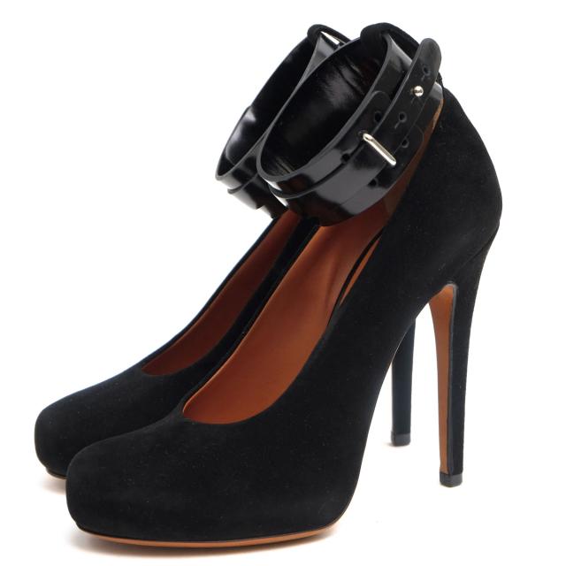 ○セリーヌ CELINE フィービー ファイロ Phoebe Philo 牛革 カーフ パンプス 3B0176EVIN.38NO.35 アンクルストラップ レザーソール 中古|au PAY マーケット