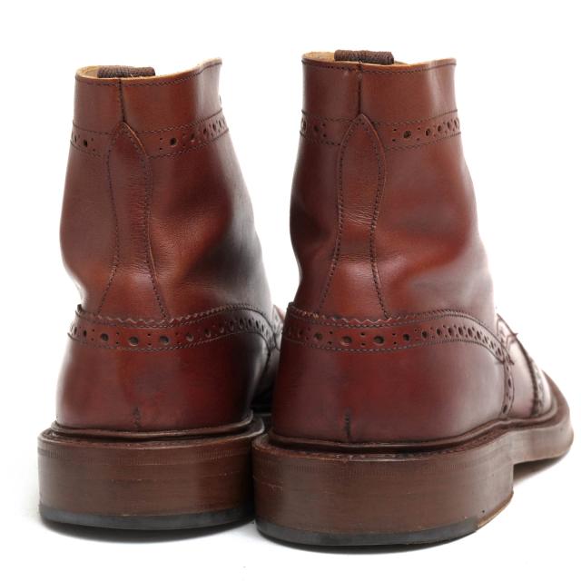 ○トリッカーズ Tricker's 牛革 カーフ レースアップブーツ M2508 MALTON Brogue Boots モールトン ダブルソール カントリーブーツ 中古_3