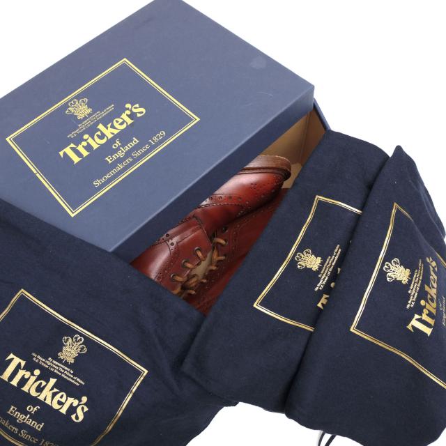 ○トリッカーズ Tricker's 牛革 カーフ レースアップブーツ M2508 MALTON Brogue Boots モールトン ダブルソール カントリーブーツ 中古_7