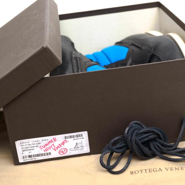 ○ボッテガヴェネタ BOTTEGA VENETA 牛革 カーフ レースアップブーツ 258953 VO281 8560 デッキシューズ バイカラー モカシン Uチ 中古_8