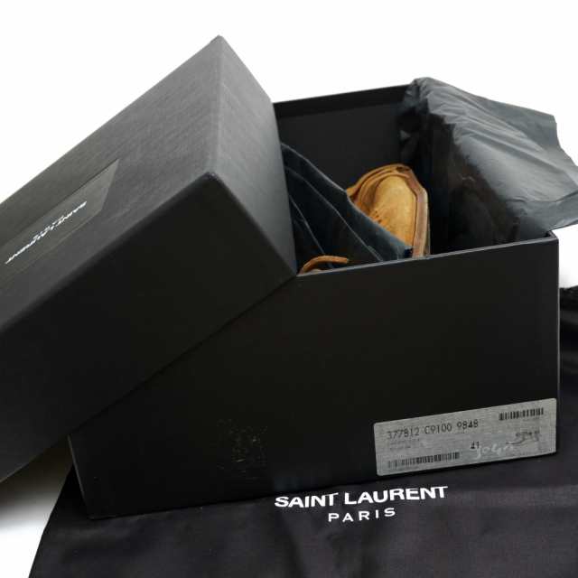 ○サンローラン YVES SAINT LAURENT PARIS パリ レースアップブーツ 377812 C9100 9848 フリンジ コンチョ モカシン モックトゥ レ 中古