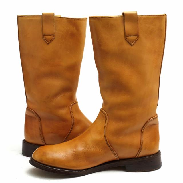 ○トリッカーズ Tricker's カーフ 牛革 ロングブーツ L6866 プレーントゥ レザーソール グッドイヤーウェルト製法 レディース 【 中古_2