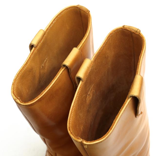 ○トリッカーズ Tricker's カーフ 牛革 ロングブーツ L6866 プレーントゥ レザーソール グッドイヤーウェルト製法 レディース 【 中古_4