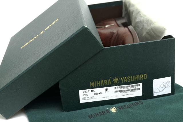 ○ミハラヤスヒロ MIHARA YASUHIRO 馬革 ホースレザー ビジネスシューズ 33231400 炙り出し ダブルモンクストラップ サイドジップ 中古_8