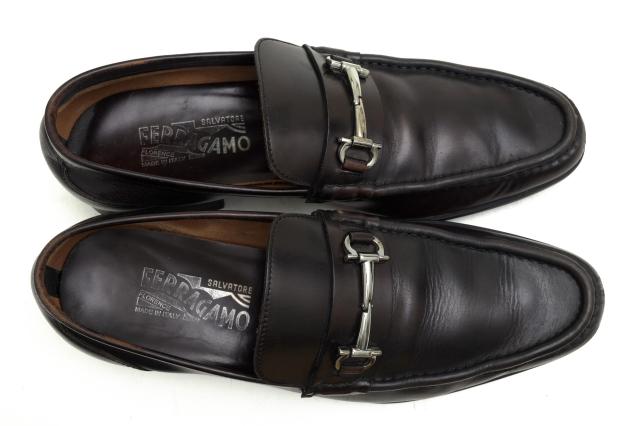 ○フェラガモ Salvatore Ferragamo 牛革 カーフ ビットローファー 43VF 