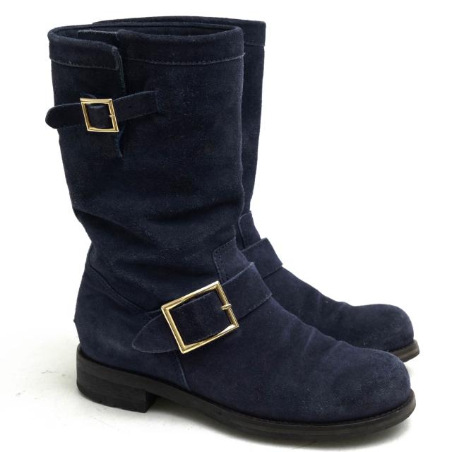 ○ジミーチュウ Jimmy Choo 牛革 エンジニアブーツ 142BIKER バイカー プレーントゥ 定番 レディース 【中古】 中古_1