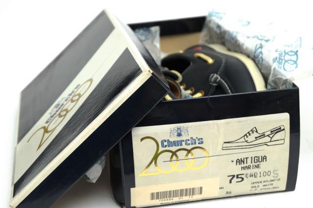 ○チャーチ Church's 2000 牛革 カーフ デッキシューズ ANTIGUA MARINE スリッポン Vibramソール メンズ 【中古】 中古