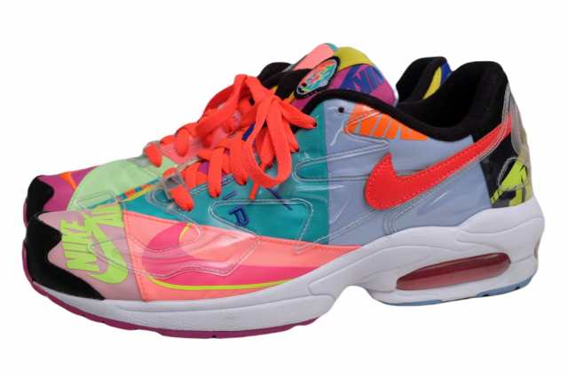 ○ナイキ NIKE atmos アトモス限定 ローカットスニーカー CJ6200-001 AIR MAX 2 LIGHT QS エアマックス 2 ライト マルチカラー メ 中古