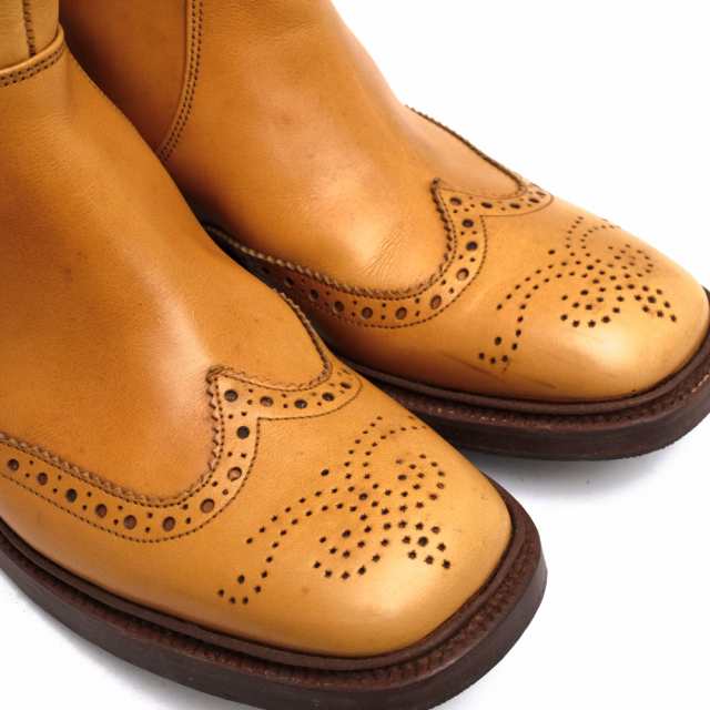 永久定番Tricker’s メダリオン ウイングチップ バーニッシュドカーフ ブーツ 靴