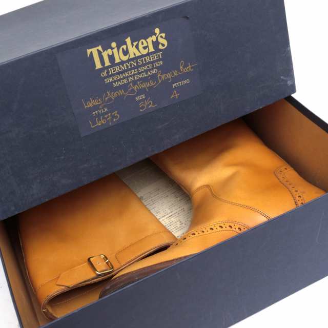 ○トリッカーズ Tricker's バーニッシュドカーフ 牛革 ロングブーツ