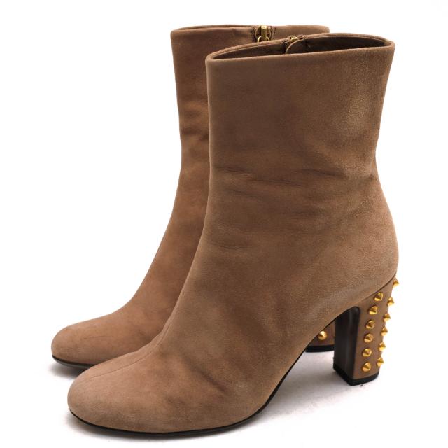 ○グッチ GUCCI 牛革 ミドルブーツ 297200 ヒールスタッズ レディース 【中古】 中古