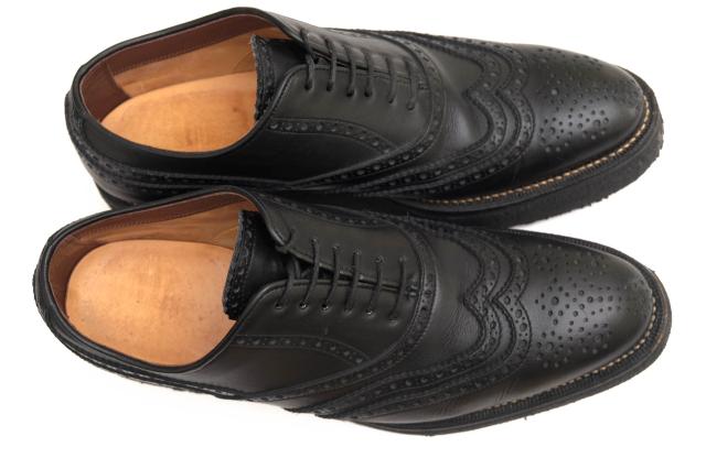 最終値下げフットザコーチャー 黒 ウィングチップ ラバーソール foot