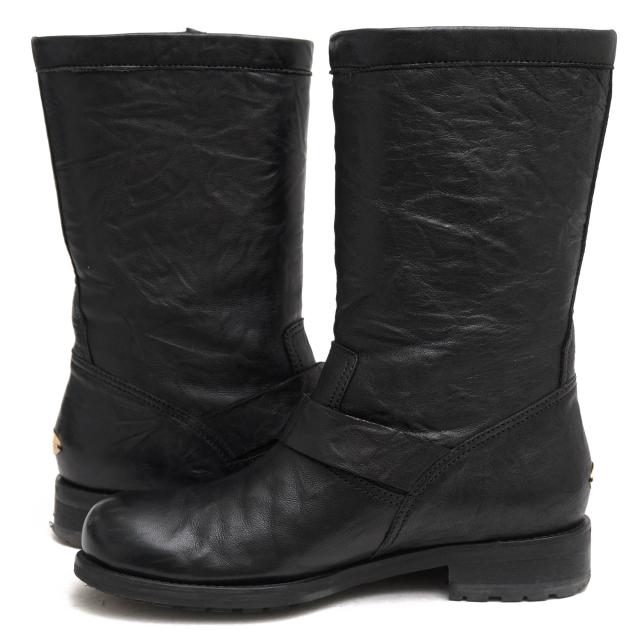 ○ジミーチュウ Jimmy Choo エンジニアブーツ 247 BIKER Unlined 定番 シボ革 シュリンクレザー レディース 【中古】 中古