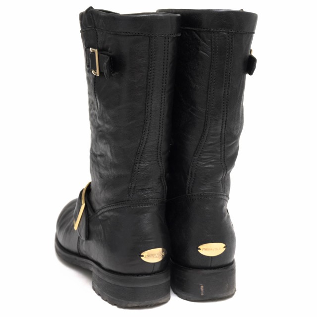 ○ジミーチュウ Jimmy Choo エンジニアブーツ 247 BIKER Unlined 定番 シボ革 シュリンクレザー レディース 【中古】  中古｜au PAY マーケット