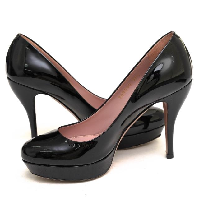 ○グッチ GUCCI 牛革 パンプス プレーントゥ レザーソール ハイヒール レディース 【中古】 中古_2