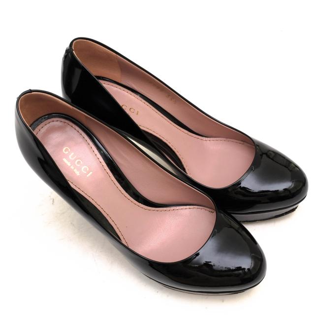 ○グッチ GUCCI 牛革 パンプス プレーントゥ レザーソール ハイヒール レディース 【中古】 中古_4