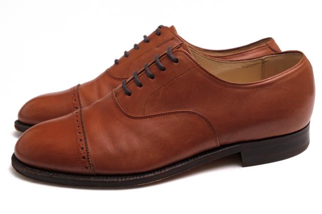 ○ポロ ラルフローレン POLO RALPH LAUREN 牛革 ストレートチップ ビジネスシューズ F2243 キャップトゥ レザーソール グッドイヤ  中古の通販は