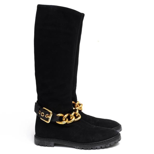 ○ジュゼッペザノッティ Giuseppe Zanotti 牛革 ロングブーツ チェーン金具 プレーントゥ レディース 【中古】 中古_1