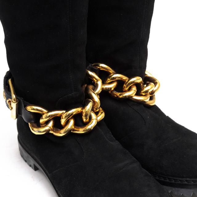 ○ジュゼッペザノッティ Giuseppe Zanotti 牛革 ロングブーツ チェーン金具 プレーントゥ レディース 【中古】 中古_4