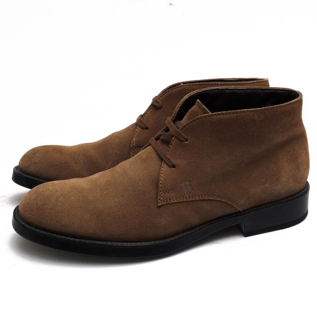 ○トッズ TOD'S 牛革 チャッカブーツ POLACCO FONDO GOMMA 45A XXM0ML00D80RE0S407 ゴムソール プレーントゥ メンズ 【中古】 中古の通販は