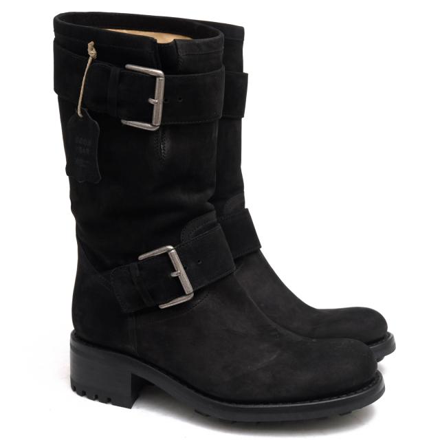 ○フリーランス FREE LANCE 牛革 ヨーロッパ製造 ヌバックレザー エンジニアブーツ BIKER 4 MID STRAP KATHY バイカーブーツ グッ 中古_1