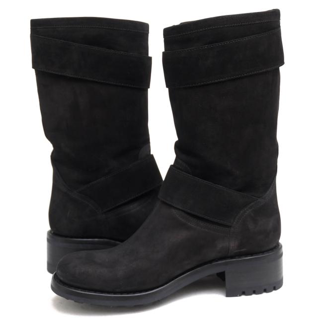 ○フリーランス FREE LANCE 牛革 ヨーロッパ製造 ヌバックレザー エンジニアブーツ BIKER 4 MID STRAP KATHY バイカーブーツ グッ 中古_2