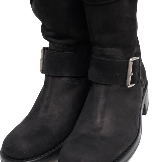 ○フリーランス FREE LANCE 牛革 ヨーロッパ製造 ヌバックレザー エンジニアブーツ BIKER 4 MID STRAP KATHY バイカーブーツ グッ 中古_4
