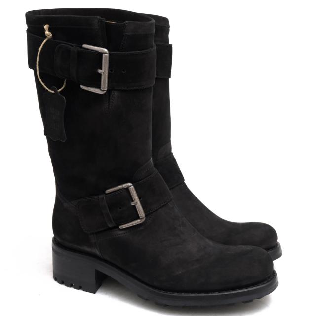 ○フリーランス FREE LANCE 牛革 ヨーロッパ製造 エンジニアブーツ BIKER 4 MID STRAP KATHY 8757 バイカーブーツ グッドイヤーウ 中古_1