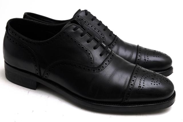 ○ユナイテッドアローズ UNITED ARROWS 牛皮 子ウシ 商行為シューズ UA019 UDBS LTHR SEMI/B セミブローグ キャップトゥ メンズ  中古