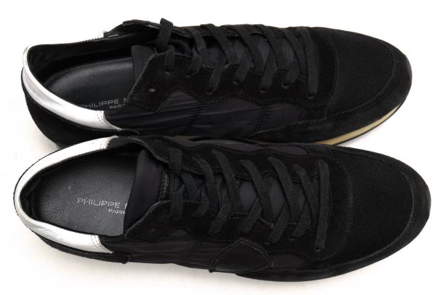 ○フィリップ モデル PHILIPPE MODEL 日本限定オールブラックモデル 一部スエード 牛革 ローカットスニーカー TRLU WX81 TROPEZ LO 中古
