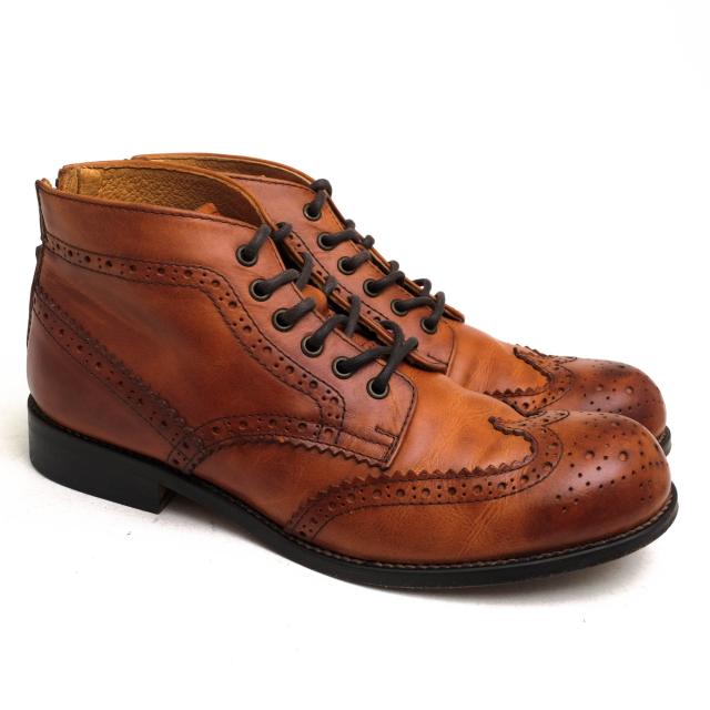 ○パドローネ PADRONE ステアハイド コンビ鞣し 牛革 バックジップブーツ PU8054-1110-13C WING TIP BOOTS with BACK ZIP ウイング 中古_1