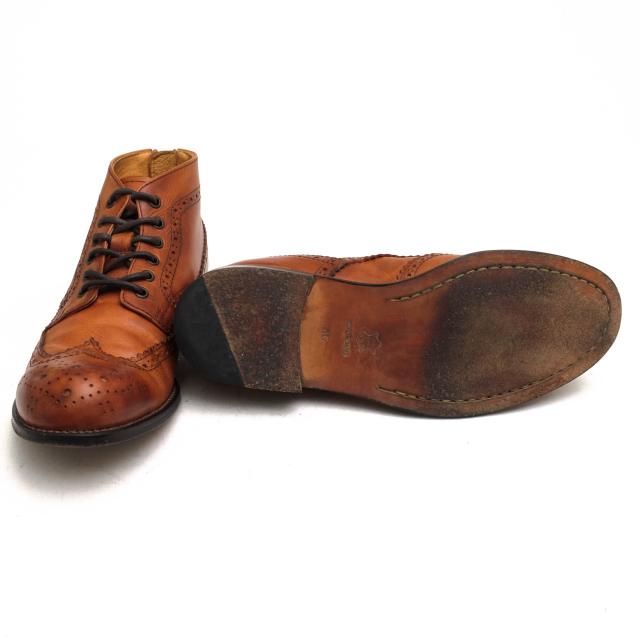 ○パドローネ PADRONE ステアハイド コンビ鞣し 牛革 バックジップブーツ PU8054-1110-13C WING TIP BOOTS with BACK ZIP ウイング 中古_5