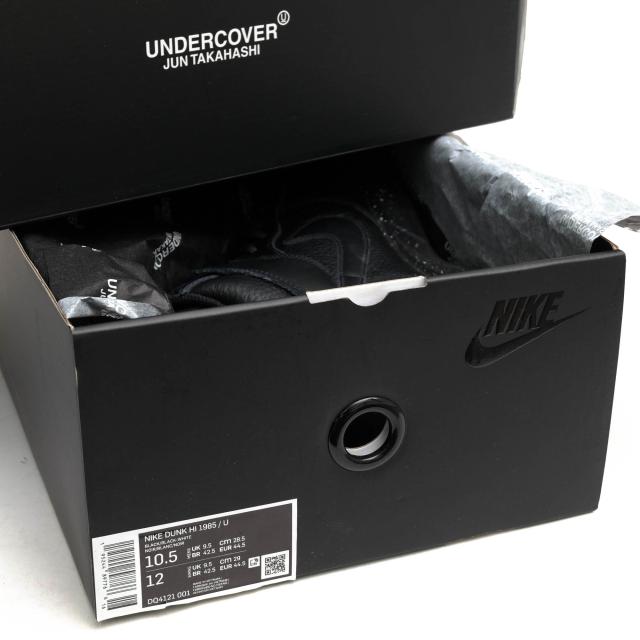 ○ナイキ NIKE UNDERCOVER アンダーカバー別注 Black 天然皮革 牛革 ハイカットスニーカー DQ4121-001 DUNK HIGH 1985 ダンク ハイ 中古_8