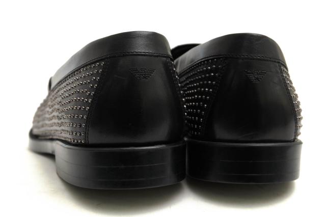 ○アルマーニ EMPORIO ARMANI カーフ 牛革 コインローファー X4A 123