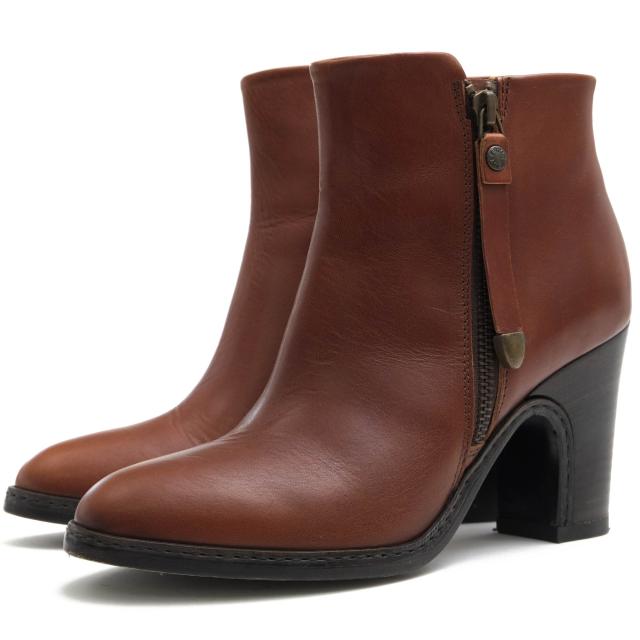 ○ブッテロ BUTTERO 牛革 ショートブーツ B5245  サイドジップ レザーソール ハイヒール レディース 【中古】 中古