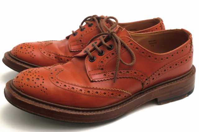 ○トリッカーズ Tricker's 牛革 カーフ ビジネスシューズ M5095 Bourton バートン メダリオン ウイングチップ 定番 グッドイヤーウ 中古