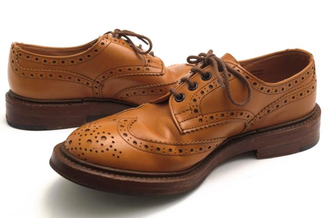 ○トリッカーズ Tricker's 牛革 カーフ ビジネスシューズ M5095 Bourton バートン メダリオン ウイングチップ 定番 グッドイヤーウ 中古_2