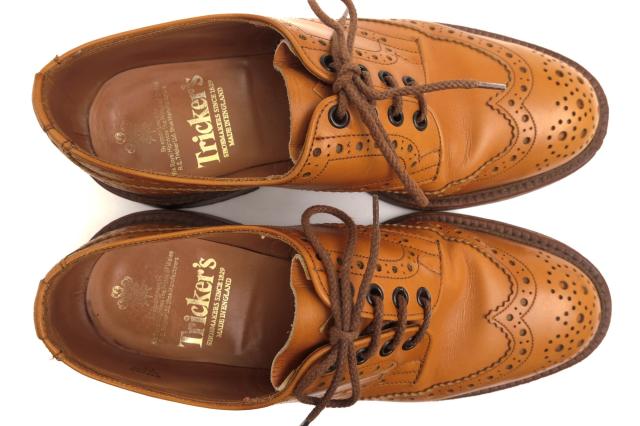 ○トリッカーズ Tricker's 牛革 カーフ ビジネスシューズ M5095 Bourton バートン メダリオン ウイングチップ 定番 グッドイヤーウ 中古_4