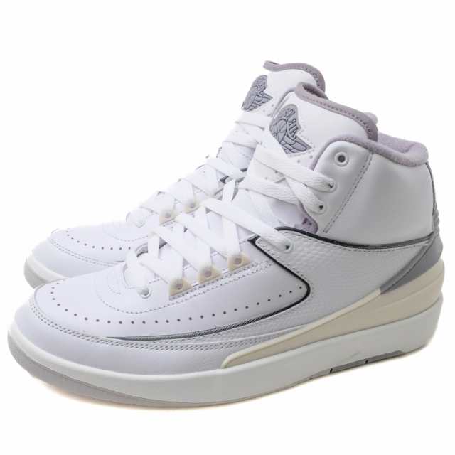 ○ナイキ NIKE 天然皮革 ハイカットスニーカー DR8884-100 Air Jordan 2 White and Cement Grey エアジョーダン 2 レトロ 定番 メ 中古